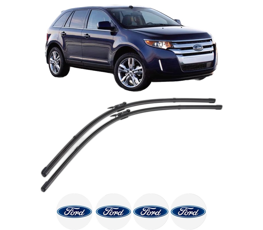 Set stergatoare auto FORD USA EDGE din 2014-2021, pentru parbriz auto, 2 bucati, Valeo Silencio, din cauciuc siliconat rezistent, 4 Stickere Auto FORD USA