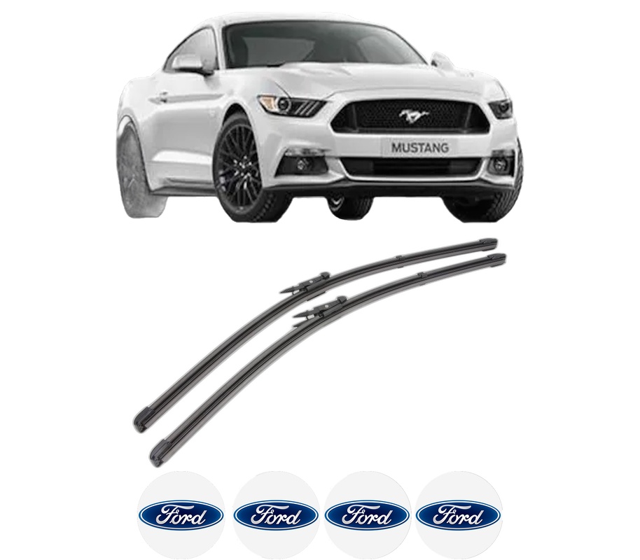 Set stergatoare auto FORD USA MUSTANG Coupe din 2004-2024, pentru parbriz auto, 2 bucati, Valeo Silencio Xtrm, din cauciuc siliconat rezistent, 4 Stickere Auto FORD USA