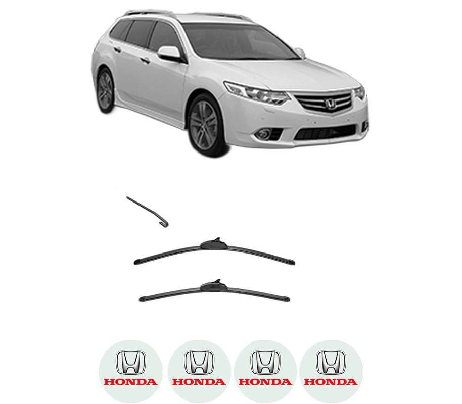 Set stergatoare auto HONDA ACCORD VII Tourer (CM, CN) din 2003-2008, pentru parbriz auto, 2 bucati, Valeo Silencio, din cauciuc siliconat rezistent, 4 Stickere Auto HONDA