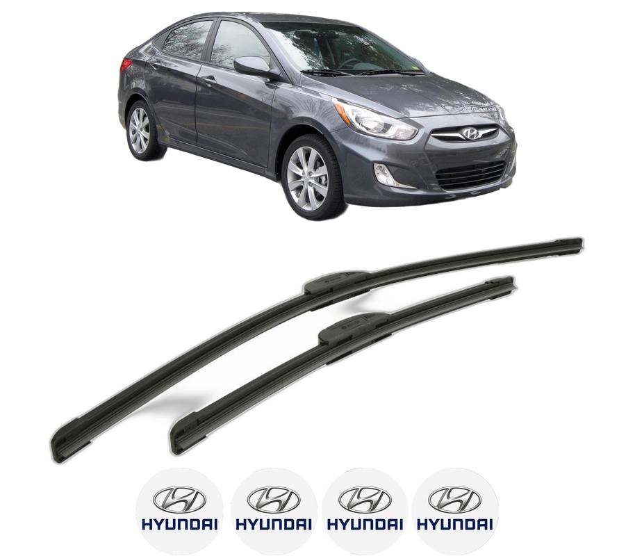 Set stergatoare auto HYUNDAI ACCENT IV Saloon (RB) din 2010-2017, pentru parbriz auto, 2 bucati, Bosch Aerotwin Retrofit, din cauciuc siliconat rezistent, 4 Stickere Auto HYUNDAI