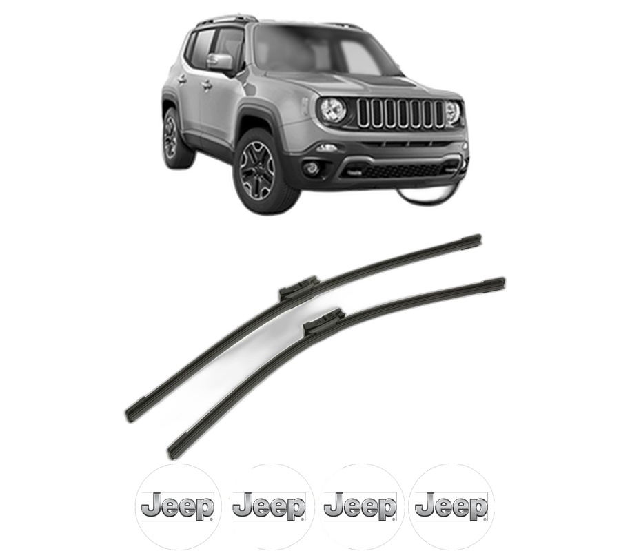 Set stergatoare auto JEEP RENEGADE SUV (BU, B1, BV) din 2014-2022, pentru parbriz auto, 2 bucati, Bosch Aerotwin, din cauciuc siliconat rezistent, 4 Stickere Auto JEEP