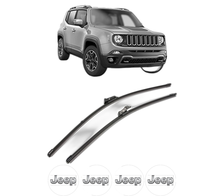 Set stergatoare auto JEEP RENEGADE SUV (BU, B1, BV) din 2014-2022, pentru parbriz auto, 2 bucati, Valeo Silencio Xtrm, din cauciuc siliconat rezistent, 4 Stickere Auto JEEP