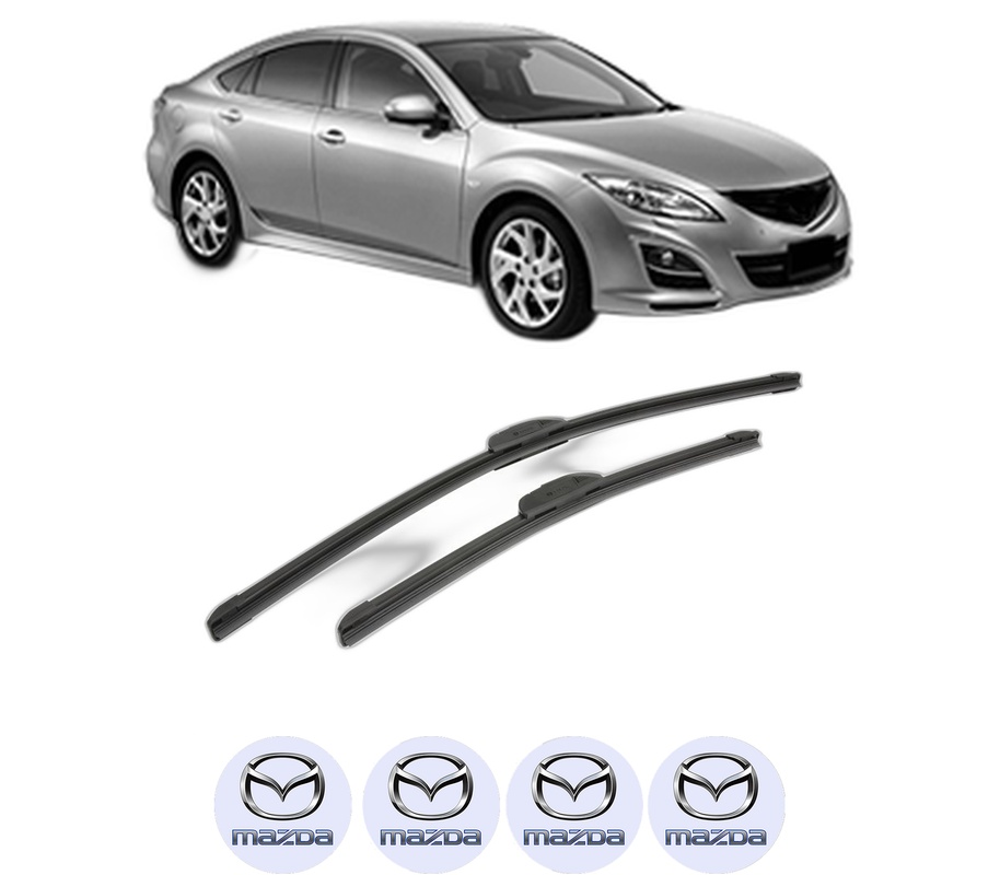 Set stergatoare auto MAZDA 6 Saloon (GH) din 2007-2013, pentru parbriz auto, 2 bucati, Bosch Aerotwin Retrofit, din cauciuc siliconat rezistent, 4 Stickere Auto MAZDA
