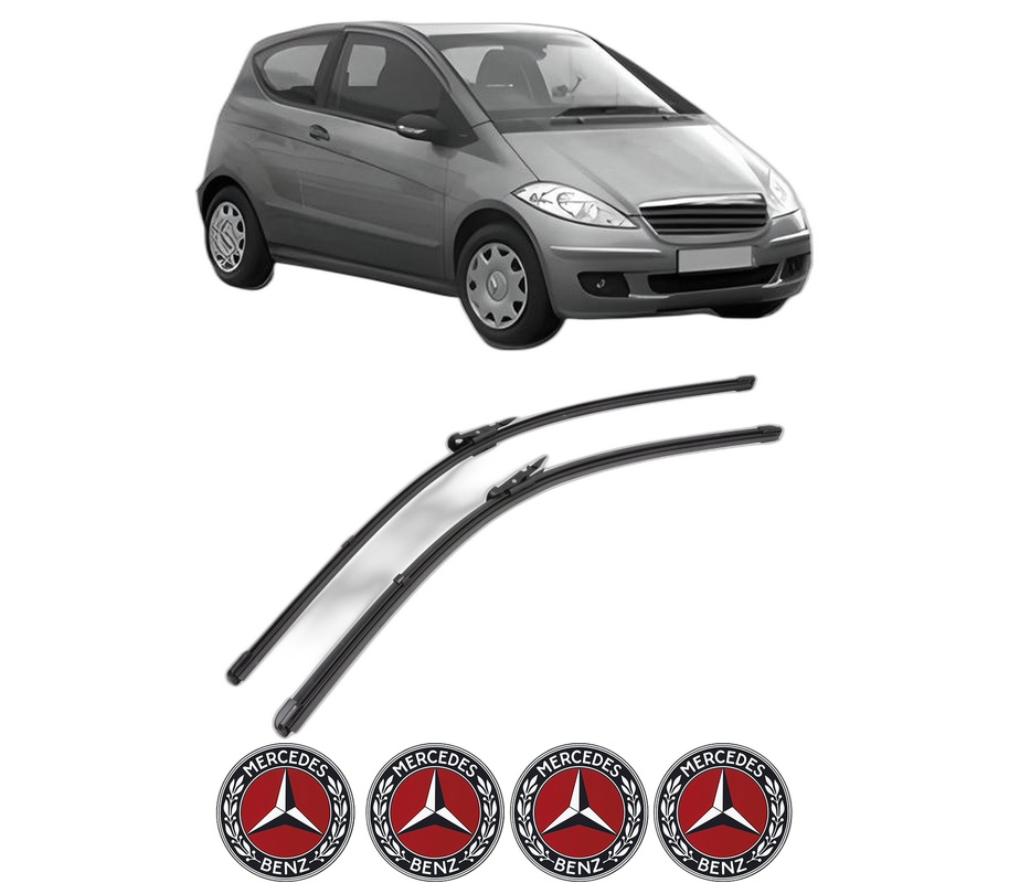Set stergatoare auto MERCEDES-BENZ A-CLASS (W169) din 2004-2012, pentru parbriz auto, 2 bucati, Valeo Silencio Xtrm, din cauciuc siliconat rezistent, 4 Stickere Auto MERCEDES-BENZ