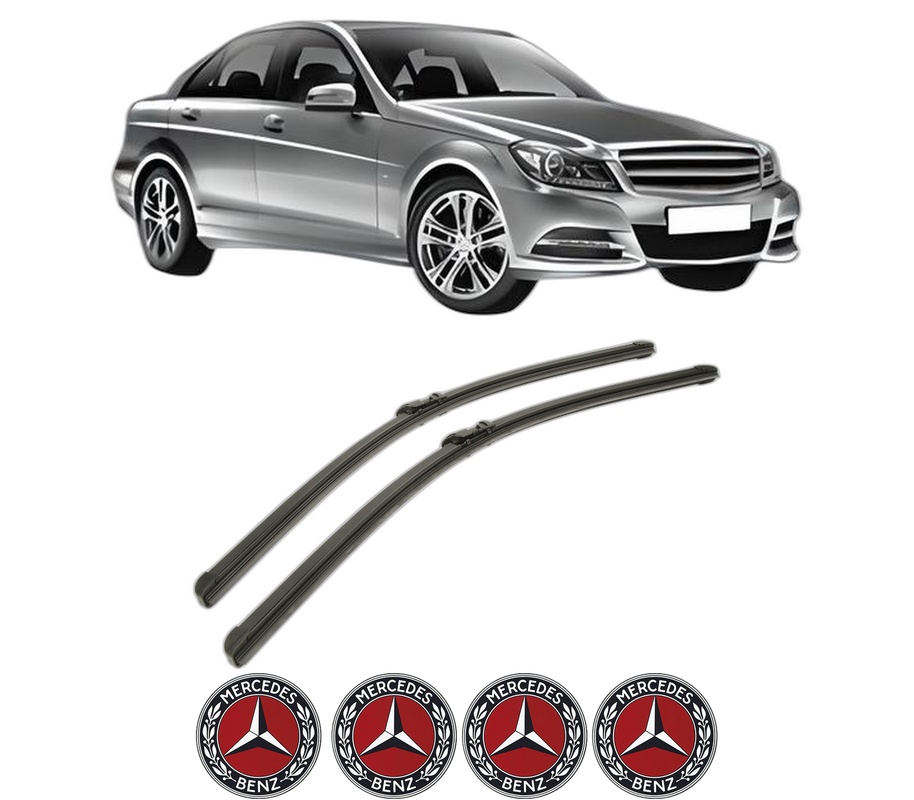 Set stergatoare auto MERCEDES-BENZ C-CLASS Coupe (C204) din 2011-2013, pentru parbriz auto, 2 bucati, Bosch Aerotwin, din cauciuc siliconat rezistent, 4 Stickere Auto MERCEDES-BENZ