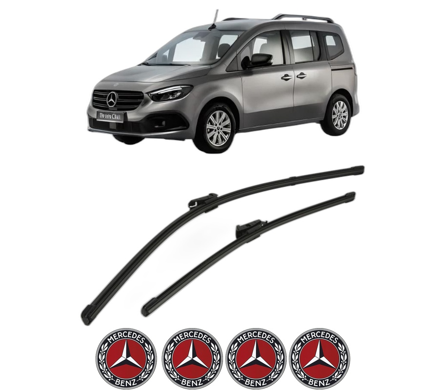 Set stergatoare auto MERCEDES-BENZ CITAN Box Body/MPV (W420) din 2021-2022, pentru parbriz auto, 2 bucati, Valeo Silencio, din cauciuc siliconat rezistent, 4 Stickere Auto MERCEDES-BENZ