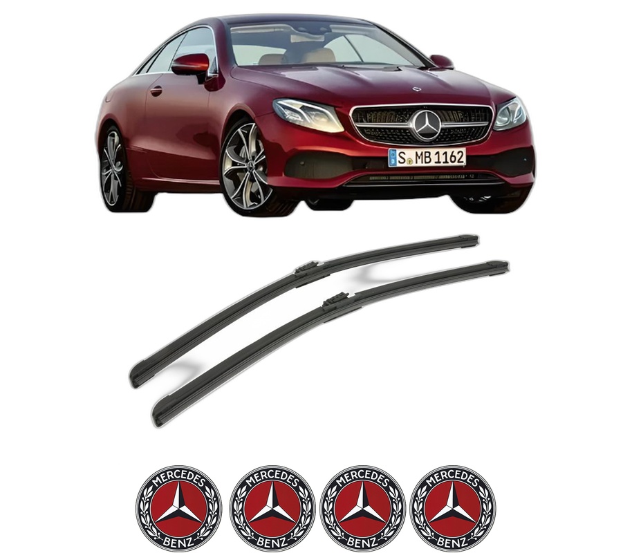 Set stergatoare auto MERCEDES-BENZ E-CLASS Coupe (C238) din 2016-2021, pentru parbriz auto, 2 bucati, Bosch Aerotwin, din cauciuc siliconat rezistent, 4 Stickere Auto MERCEDES-BENZ