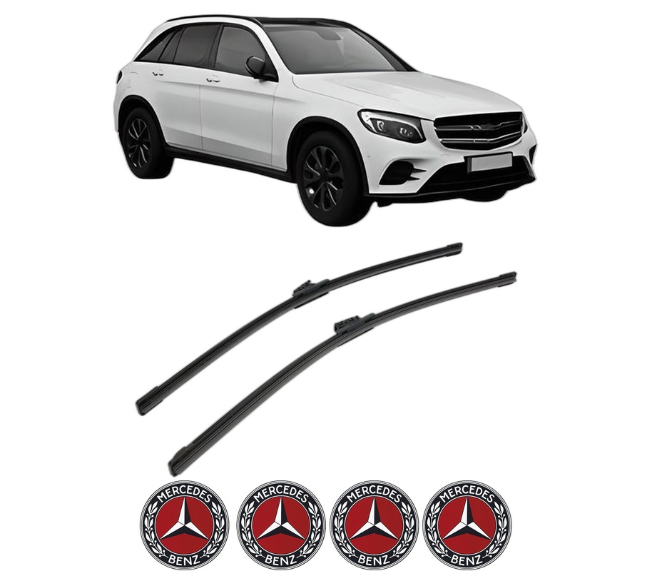 Set stergatoare auto MERCEDES-BENZ GLC (X253) din 2015-2022, pentru parbriz auto, 2 bucati, Bosch Aerotwin, din cauciuc siliconat rezistent, 4 Stickere Auto MERCEDES-BENZ
