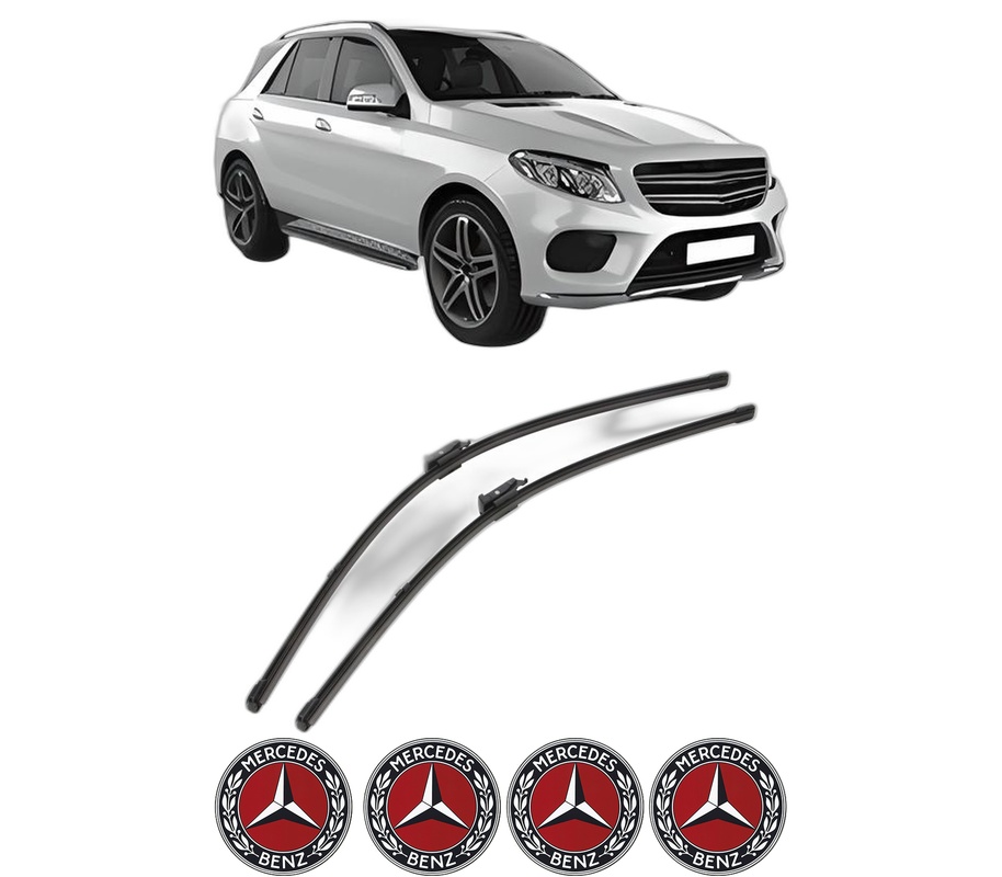 Set stergatoare auto MERCEDES-BENZ GLE (W166) din 2015-2018, pentru parbriz auto, 2 bucati, Valeo Silencio Xtrm, din cauciuc siliconat rezistent, 4 Stickere Auto MERCEDES-BENZ