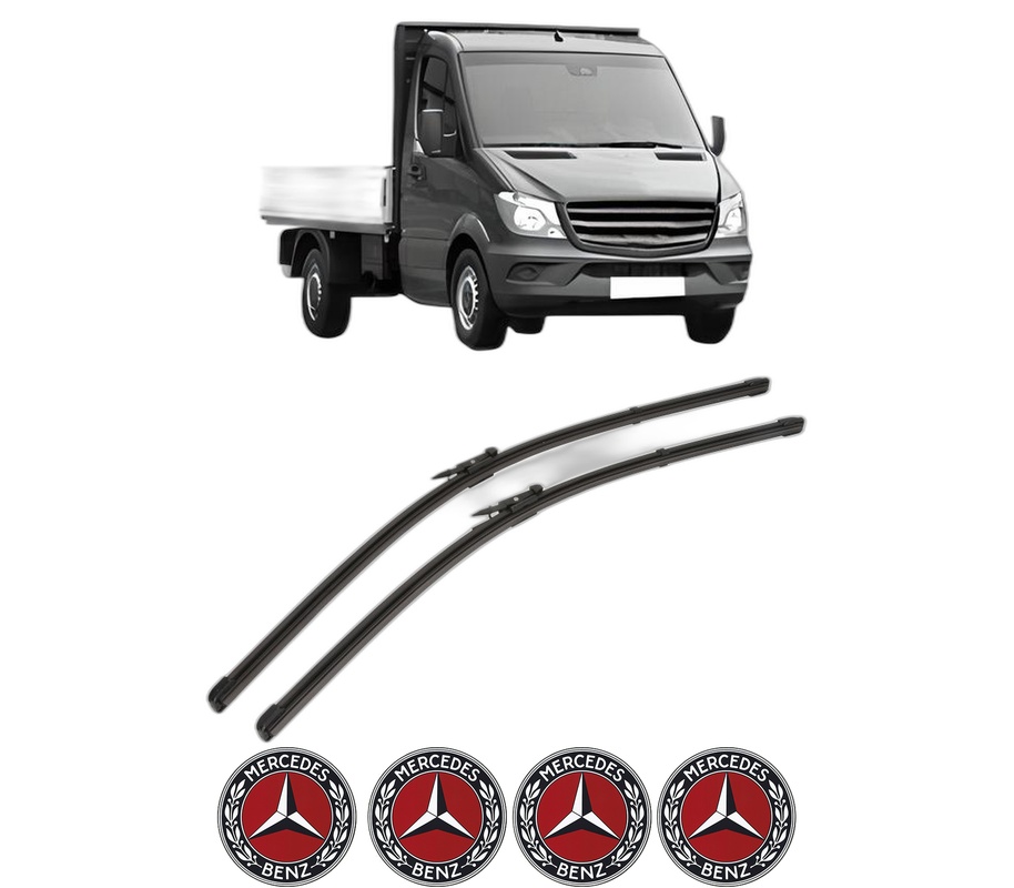 Set stergatoare auto MERCEDES-BENZ SPRINTER 4,6-t Platform/Chassis (B906) din 2006-2018, pentru parbriz auto, 2 bucati, Valeo Silencio Xtrm, din cauciuc siliconat rezistent, 4 Stickere Auto MERCEDES-BENZ