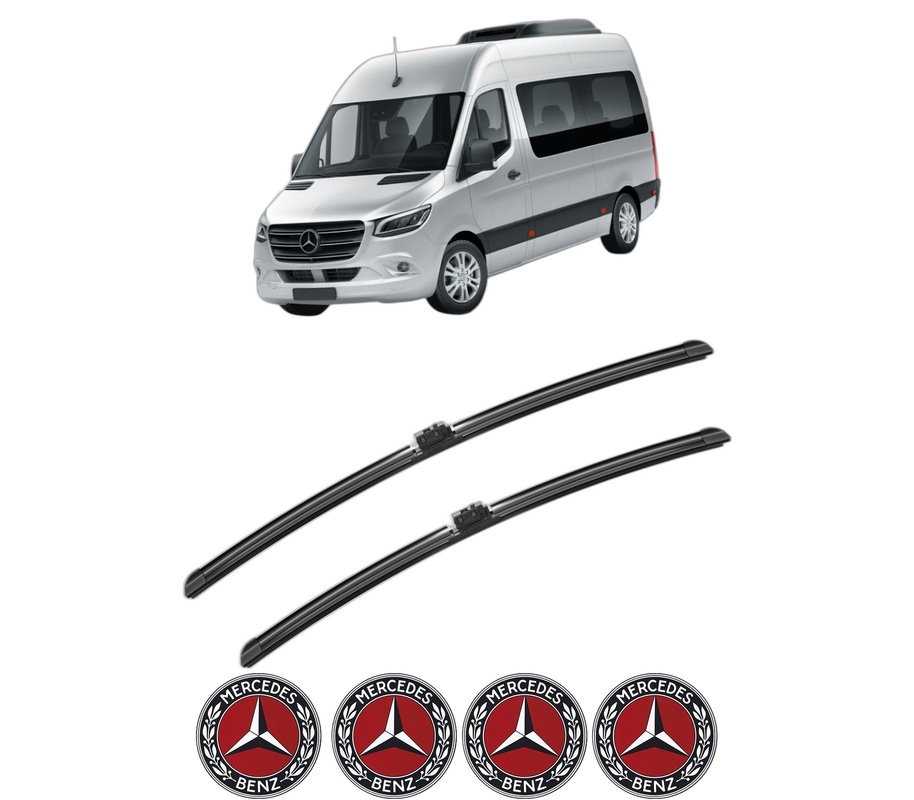 Set stergatoare auto MERCEDES-BENZ SPRINTER 4-t Tourer Bus (B907) din 2018-2022, pentru parbriz auto, 2 bucati, Bosch Aerotwin, din cauciuc siliconat rezistent, 4 Stickere Auto MERCEDES-BENZ