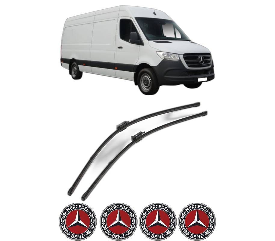 Set stergatoare auto MERCEDES-BENZ SPRINTER 4-t Van (B907, B910) din 2018-2025, pentru parbriz auto, 2 bucati, Valeo Silencio Xtrm, din cauciuc siliconat rezistent, 4 Stickere Auto MERCEDES-BENZ