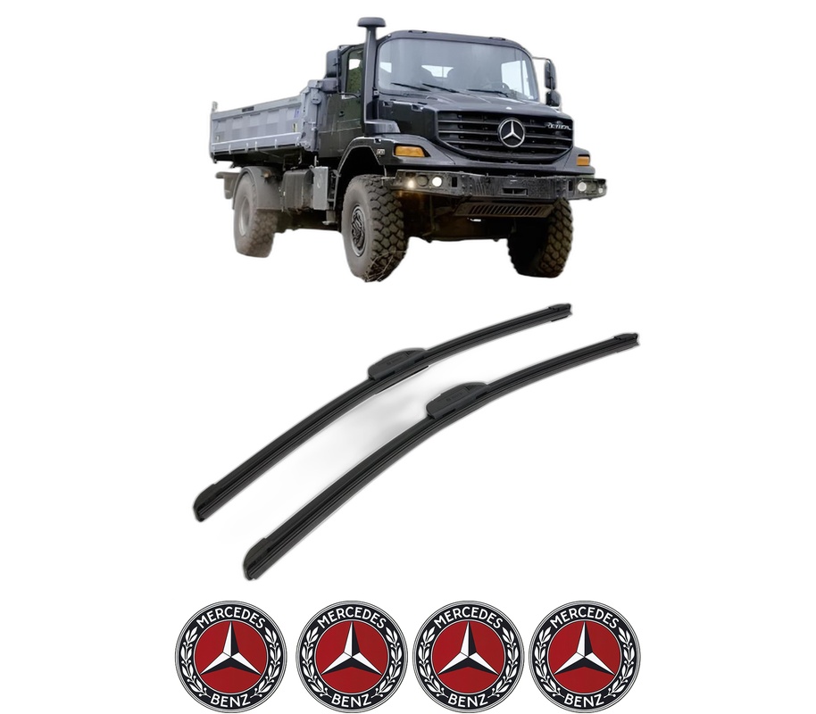 Set stergatoare auto MERCEDES-BENZ ZETROS din 2008-2017, pentru parbriz auto, 2 bucati, Bosch Aerotwin Retrofit, din cauciuc siliconat rezistent, 4 Stickere Auto MERCEDES-BENZ