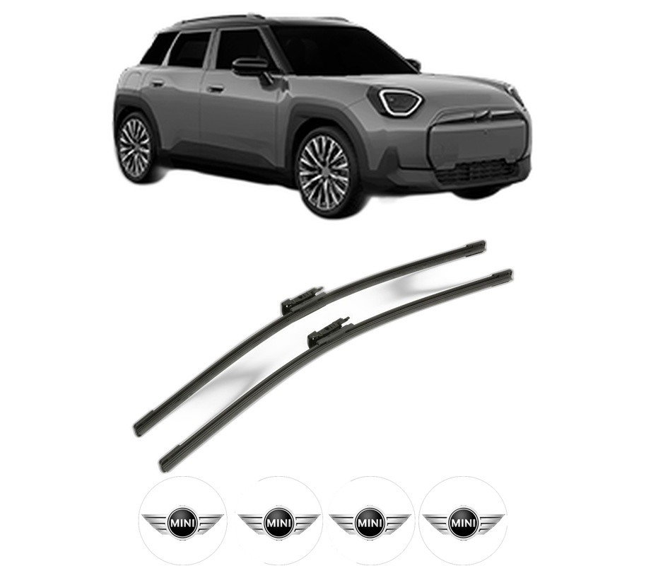 Set stergatoare auto MINI MINI ACEMAN (J05) din 2024-2025, pentru parbriz auto, 2 bucati, Bosch Aerotwin, din cauciuc siliconat rezistent, 4 Stickere Auto MINI