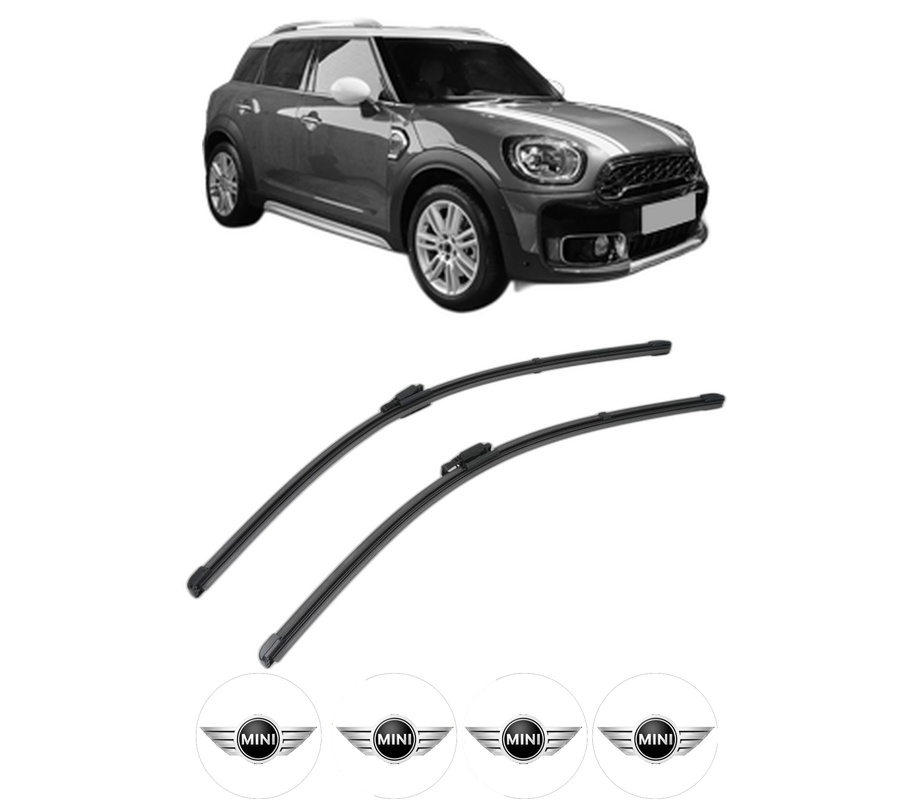 Set stergatoare auto MINI MINI COUNTRYMAN (F60) din 2016-2020, pentru parbriz auto, 2 bucati, Valeo Silencio Xtrm, din cauciuc siliconat rezistent, 4 Stickere Auto MINI