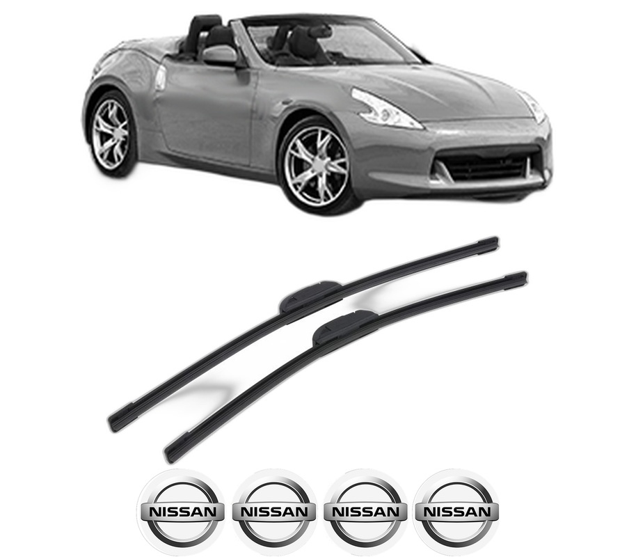 Set stergatoare auto NISSAN 370Z Roadster (Z34) din 2009-2010, pentru parbriz auto, 2 bucati, Bosch Aerotwin Retrofit, din cauciuc siliconat rezistent, 4 Stickere Auto NISSAN
