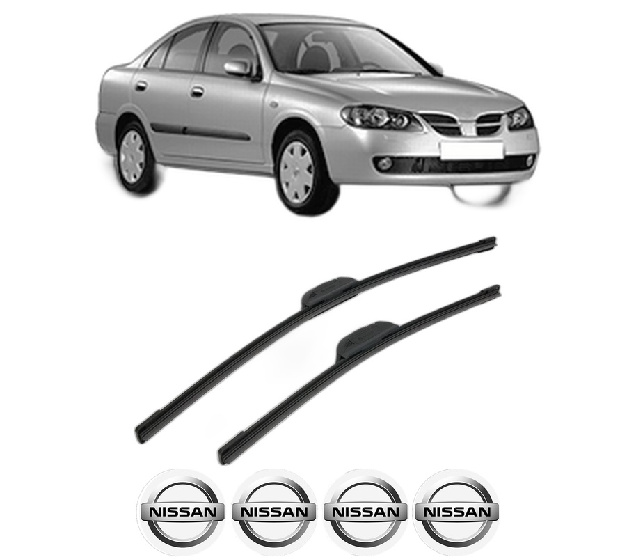 Set stergatoare auto NISSAN ALMERA II (N16) din 2000-2003, pentru parbriz auto, 2 bucati, Bosch Aerotwin Retrofit, din cauciuc siliconat rezistent, 4 Stickere Auto NISSAN