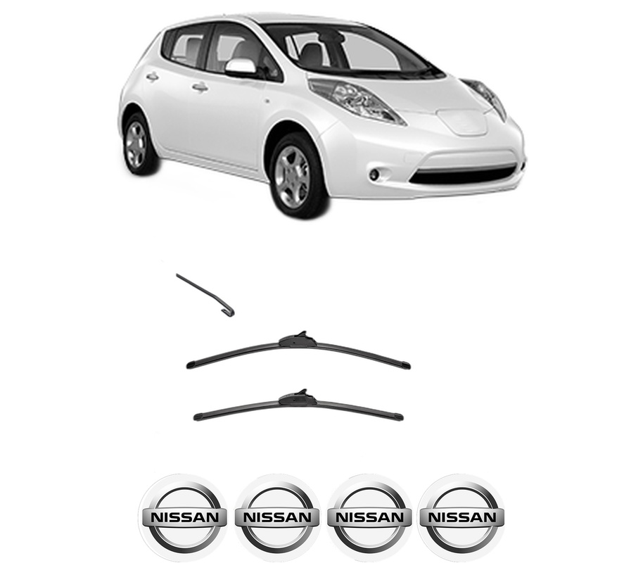 Set stergatoare auto NISSAN LEAF (ZE0) din 2010-2017, pentru parbriz auto, 2 bucati, Valeo Silencio, din cauciuc siliconat rezistent, 4 Stickere Auto NISSAN