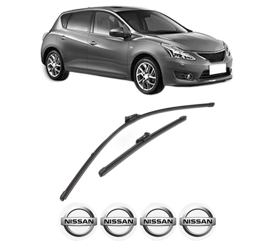 Set stergatoare auto NISSAN PULSAR Hatchback (C13) din 2012-2015, pentru parbriz auto, 2 bucati, Valeo Silencio Xtrm, din cauciuc siliconat rezistent, 4 Stickere Auto NISSAN