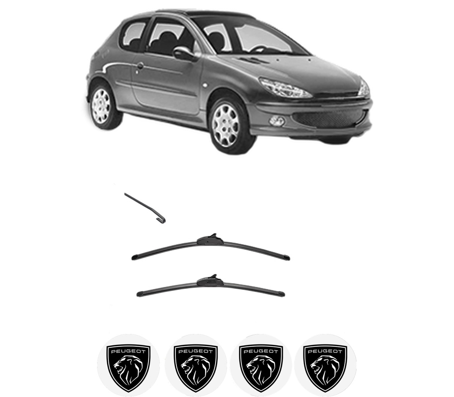 Set stergatoare auto PEUGEOT 206 Hatchback (2A/C) din 1998-2012, pentru parbriz auto, 2 bucati, Valeo Silencio, din cauciuc siliconat rezistent, 4 Stickere Auto PEUGEOT