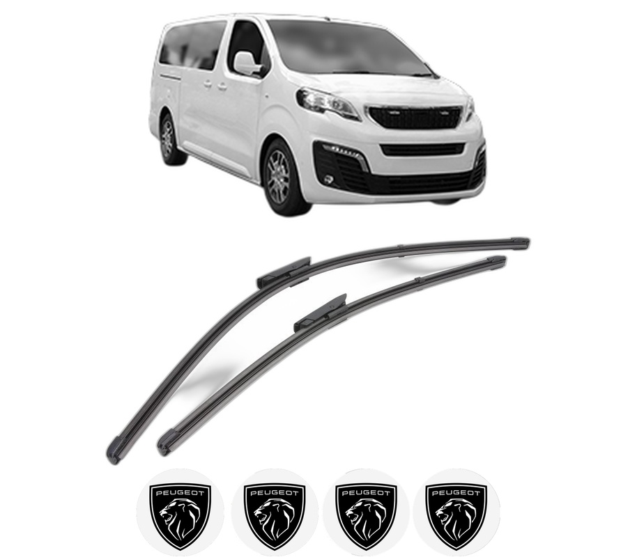 Set stergatoare auto PEUGEOT EXPERT Bus (V_) din 2016-2023, pentru parbriz auto, 2 bucati, Valeo Silencio Xtrm, din cauciuc siliconat rezistent, 4 Stickere Auto PEUGEOT