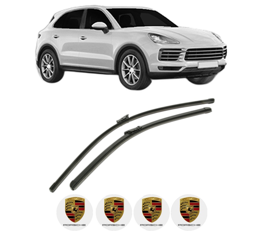 Set stergatoare auto PORSCHE CAYENNE (9YA) din 2017-2021, pentru parbriz auto, 2 bucati, Bosch Aerotwin, din cauciuc siliconat rezistent, 4 Stickere Auto PORSCHE