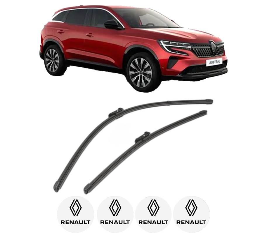 Set stergatoare auto RENAULT AUSTRAL din 2022, pentru parbriz auto, 2 bucati, Valeo Silencio Xtrm, din cauciuc siliconat rezistent, 4 Stickere Auto RENAULT