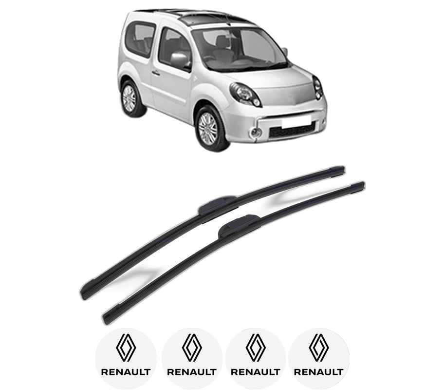Set stergatoare auto RENAULT KANGOO BE BOP (KW0/1_) din 2009-2012, pentru parbriz auto, 2 bucati, Bosch Aerotwin Retrofit, din cauciuc siliconat rezistent, 4 Stickere Auto RENAULT