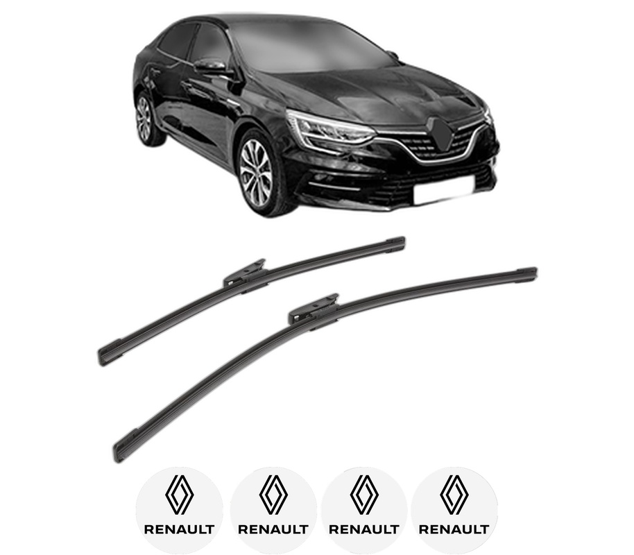 Set stergatoare auto RENAULT MEGANE IV Saloon din 2016-2019, pentru parbriz auto, 2 bucati, Bosch Aerotwin, din cauciuc siliconat rezistent, 4 Stickere Auto RENAULT