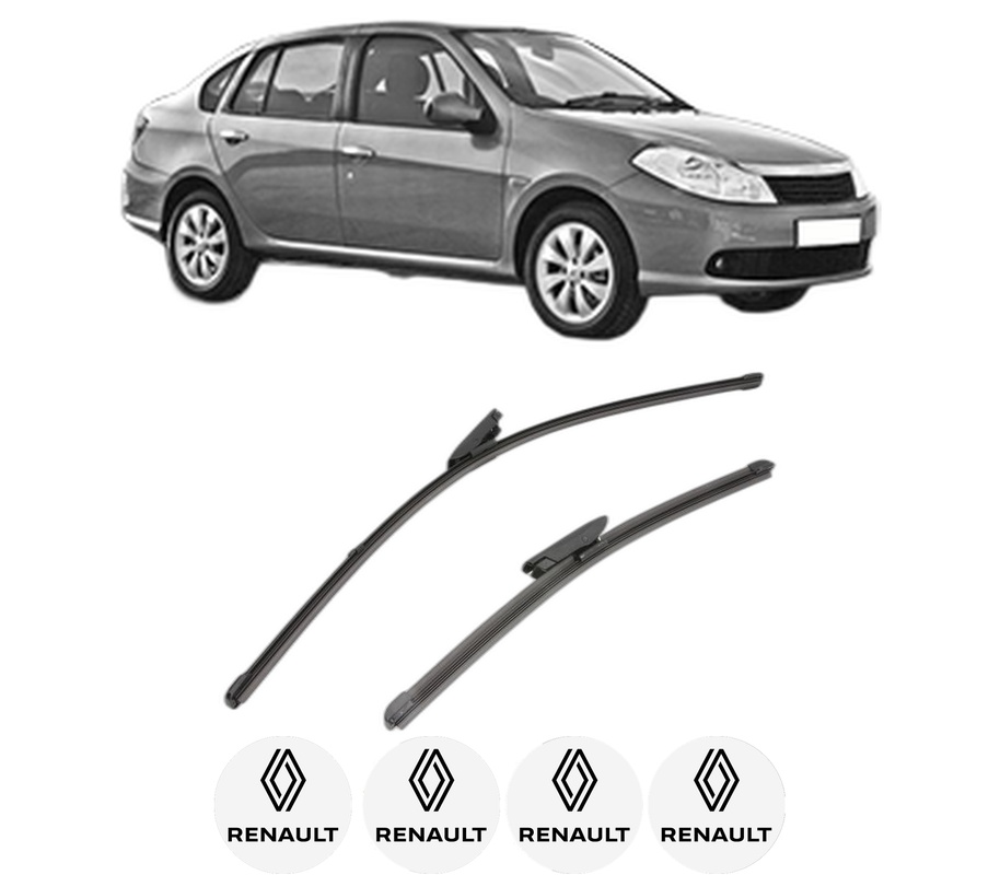 Set stergatoare auto RENAULT THALIA II (LU_) din 2008-2014, pentru parbriz auto, 2 bucati, Valeo Silencio Xtrm, din cauciuc siliconat rezistent, 4 Stickere Auto RENAULT