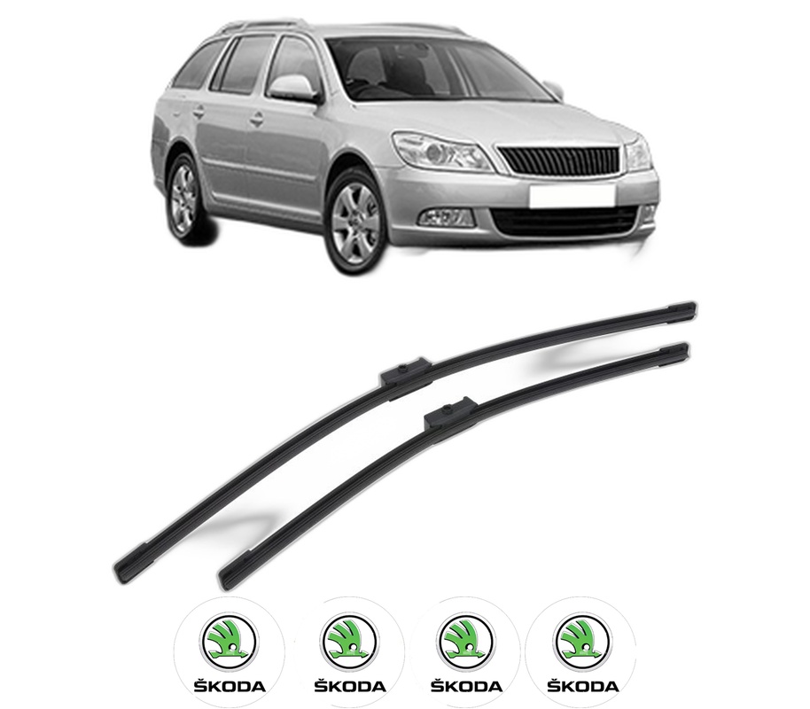 Set stergatoare auto SKODA OCTAVIA II Combi (1Z5) din 2004-2013, pentru parbriz auto, 2 bucati, Bosch Aerotwin, din cauciuc siliconat rezistent, 4 Stickere Auto SKODA
