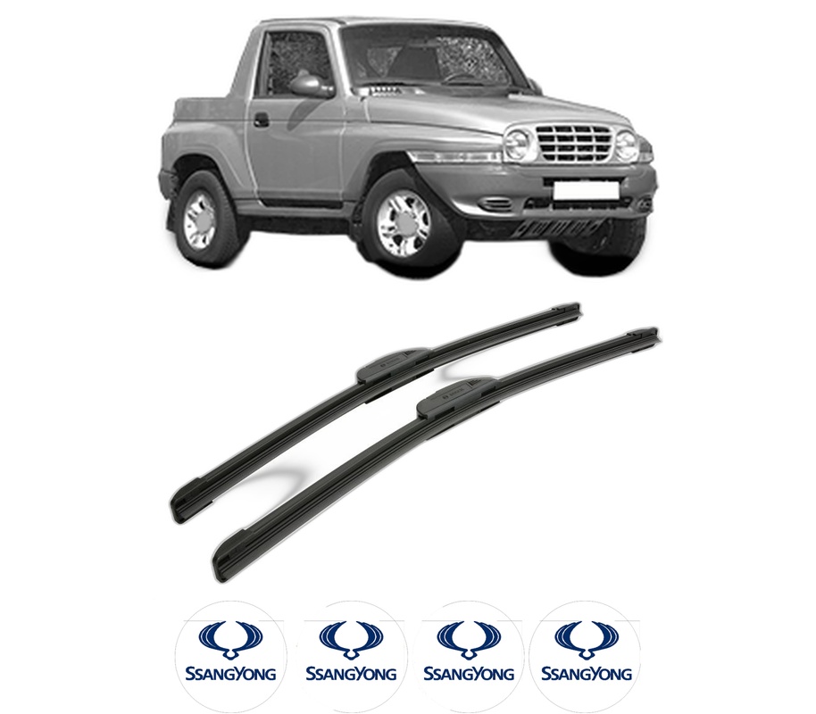Set stergatoare auto SSANGYONG KORANDO Cabrio (KJ) din 1997-2002, pentru parbriz auto, 2 bucati, Bosch Aerotwin Retrofit, din cauciuc siliconat rezistent, 4 Stickere Auto SSANGYONG
