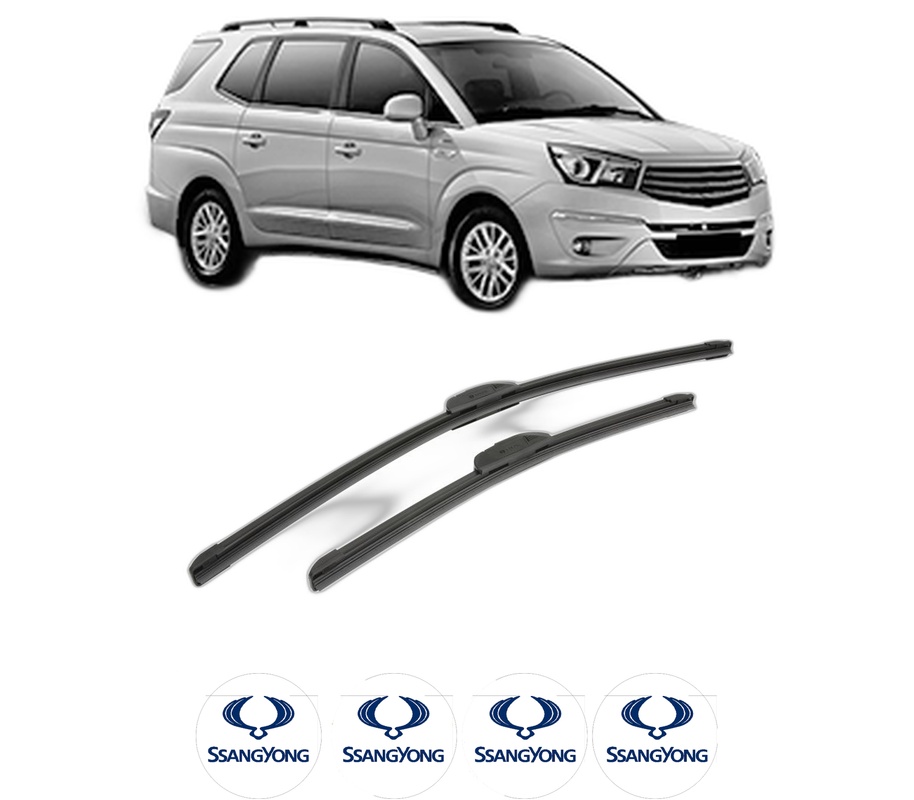 Set stergatoare auto SSANGYONG RODIUS II din 2013-2015, pentru parbriz auto, 2 bucati, Bosch Aerotwin Retrofit, din cauciuc siliconat rezistent, 4 Stickere Auto SSANGYONG