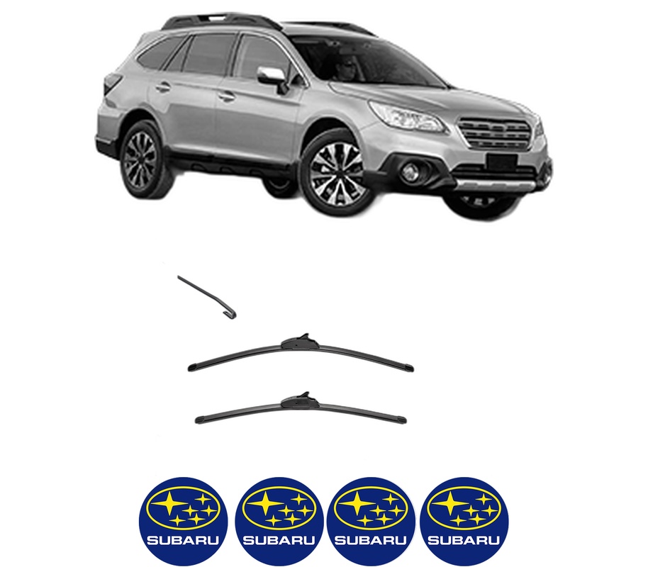 Set stergatoare auto SUBARU OUTBACK (BS) din 2014-2015, pentru parbriz auto, 2 bucati, Valeo Silencio, din cauciuc siliconat rezistent, 4 Stickere Auto SUBARU