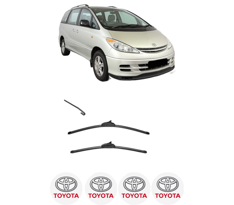 Set stergatoare auto TOYOTA PREVIA III (_R2_, _R5_) din 2005, pentru parbriz auto, 2 bucati, Valeo Silencio, din cauciuc siliconat rezistent, 4 Stickere Auto TOYOTA