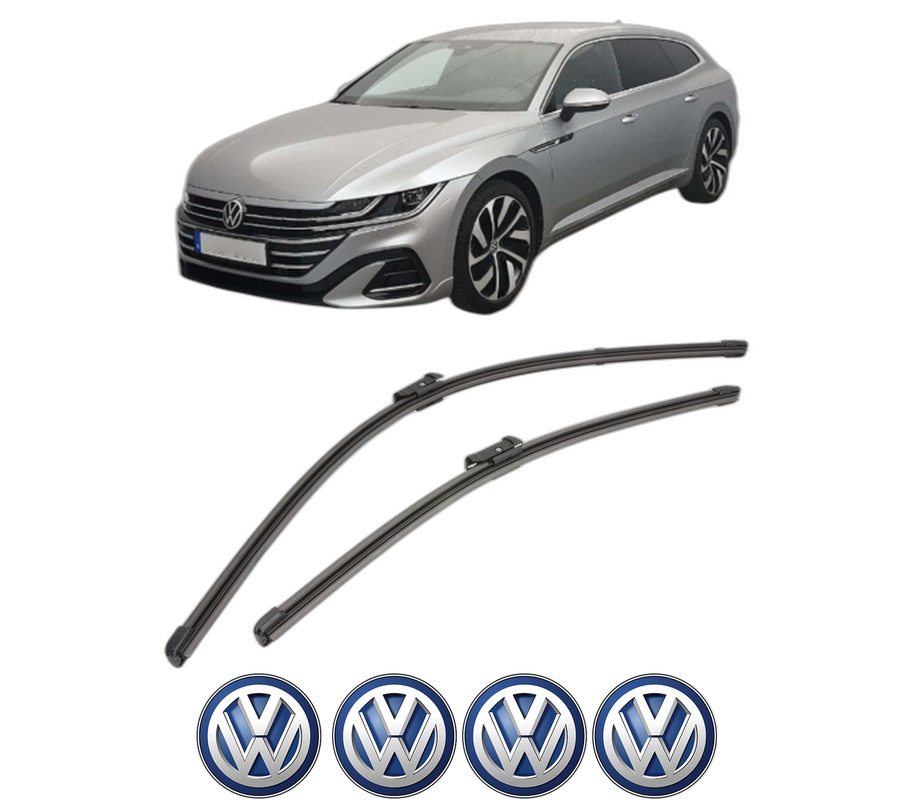 Set stergatoare auto Volkswagen ARTEON SHOOTING BRAKE (3H9) din 2020-2024, pentru parbriz auto, 2 bucati, Valeo Silencio Xtrm, din cauciuc siliconat rezistent, 4 Stickere Auto Volkswagen