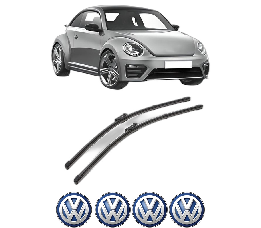 Set stergatoare auto Volkswagen BEETLE (5C1, 5C2) din 2011-2019, pentru parbriz auto, 2 bucati, Valeo Silencio Xtrm, din cauciuc siliconat rezistent, 4 Stickere Auto Volkswagen