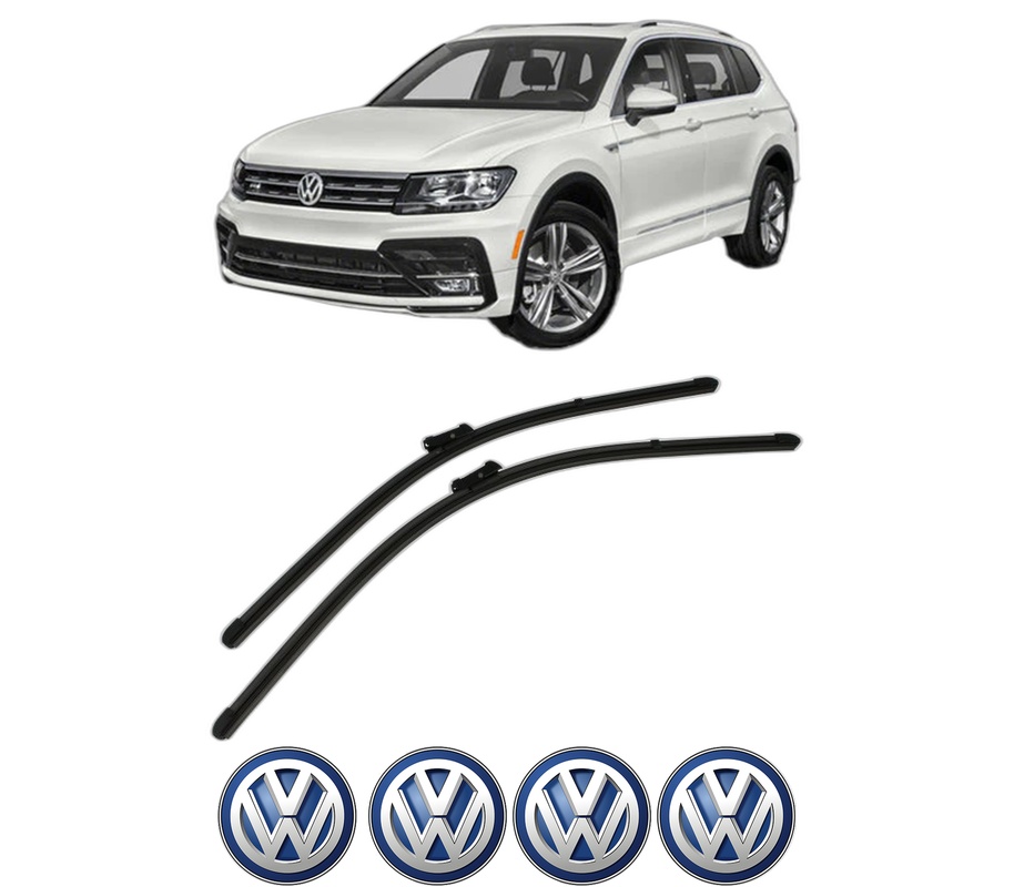 Set stergatoare auto Volkswagen TIGUAN (AD1, AX1) din 2016-2024, pentru parbriz auto, 2 bucati, Valeo Silencio Xtrm, din cauciuc siliconat rezistent, 4 Stickere Auto Volkswagen