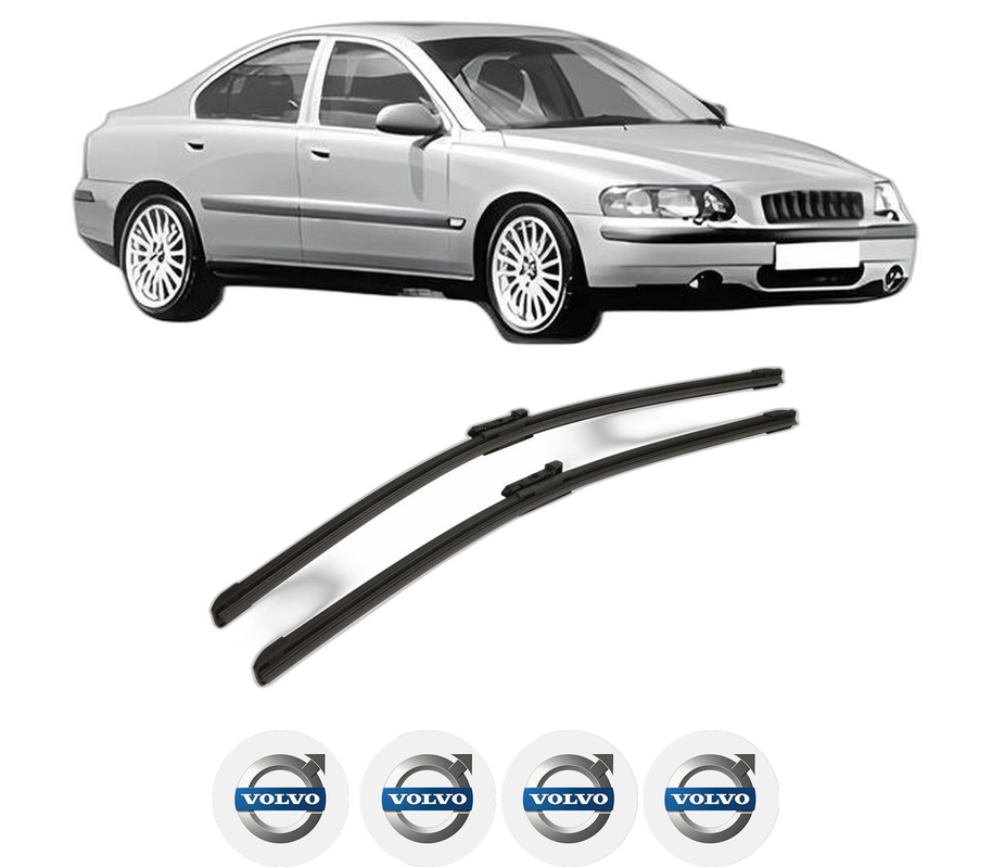 Set stergatoare auto VOLVO S60 I (384) din 2000-2010, pentru parbriz auto, 2 bucati, Bosch Aerotwin, din cauciuc siliconat rezistent, 4 Stickere Auto VOLVO