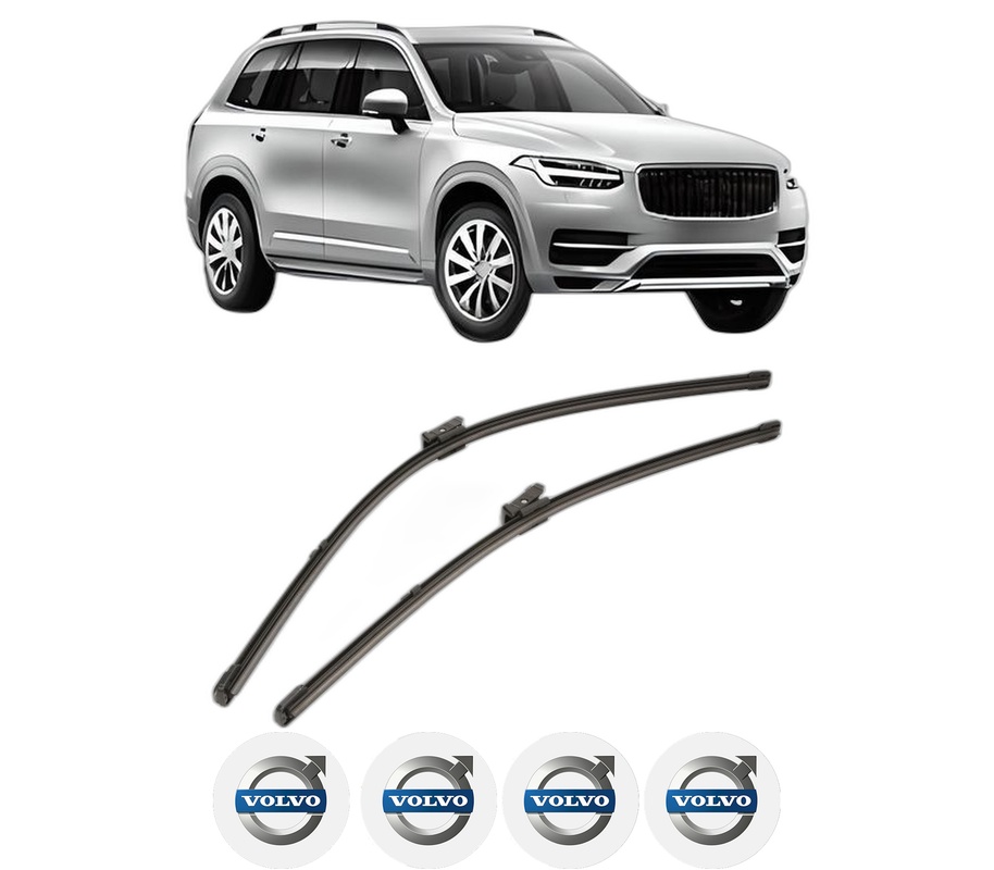 Set stergatoare auto VOLVO XC90 II (256) din 2014-2022, pentru parbriz auto, 2 bucati, Valeo Silencio Xtrm, din cauciuc siliconat rezistent, 4 Stickere Auto VOLVO