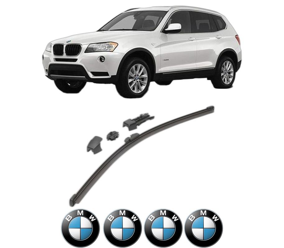 Stergator lamela spate BMW Seria X3 (F25) din 2010 - 2017, pentru luneta auto, Valeo HydroConnect, din cauciuc siliconat rezistent, 4 Stickere Auto BMW