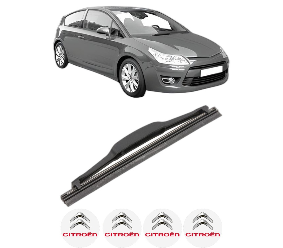 Stergator lamela spate CITROEN C4 Coupe (LA_) din 2004 - 2011, pentru luneta auto, Valeo Silencio, din cauciuc siliconat rezistent, 4 Stickere Auto CITROEN