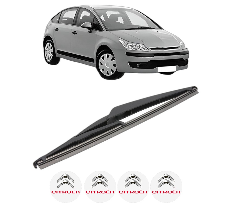 Stergator lamela spate CITROEN C4 I (LC_) din 2004 - 2012, pentru luneta auto, Valeo Silencio, din cauciuc siliconat rezistent, 4 Stickere Auto CITROEN