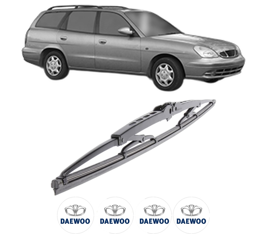 Stergator lamela spate DAEWOO NUBIRA Estate (J150) din 1999 - 2002, pentru luneta auto, Bosch Twin, din cauciuc siliconat rezistent, 4 Stickere Auto DAEWOO