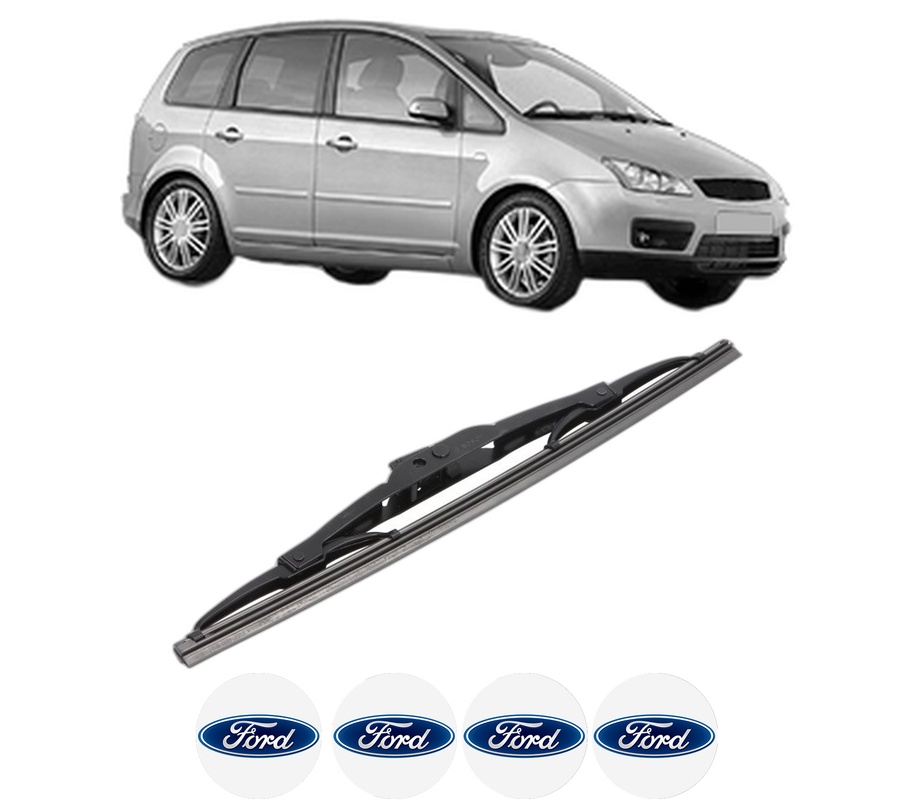 Stergator lamela spate FORD FOCUS C-MAX (DM2) din 2003 - 2007, pentru luneta auto, Bosch Twin, din cauciuc siliconat rezistent, 4 Stickere Auto FORD