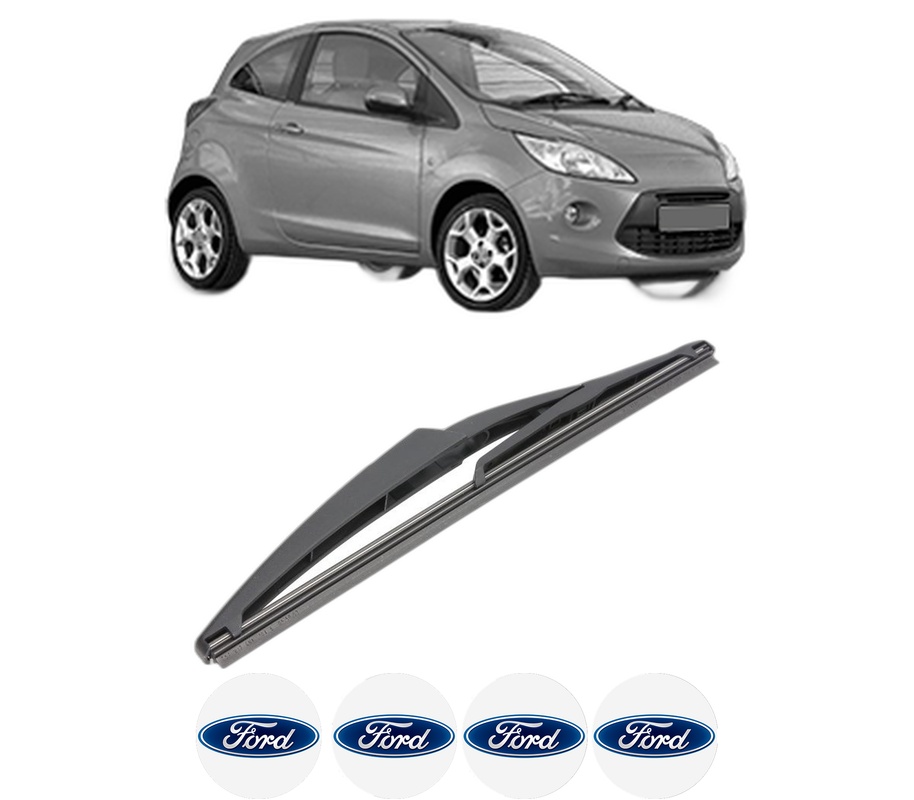 Stergator lamela spate FORD KA (RU8) din 2008 - 2016, pentru luneta auto, Valeo Silencio, din cauciuc siliconat rezistent, 4 Stickere Auto FORD