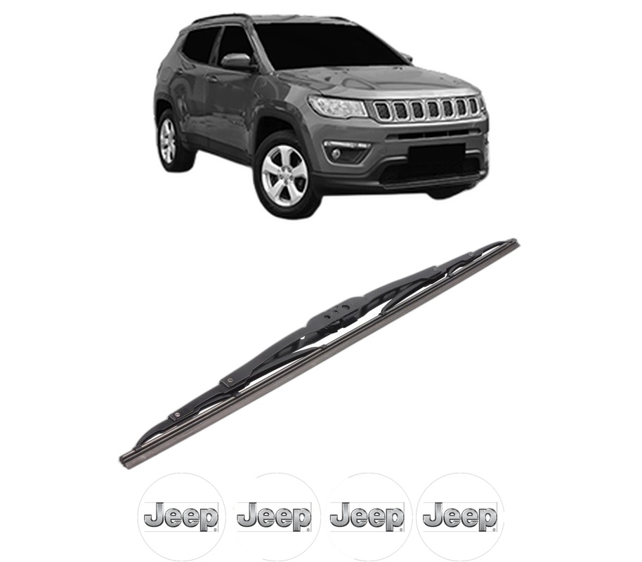 Stergator lamela spate JEEP COMPASS (MP, M6, MV, M7) din 2016, pentru luneta auto, Bosch Twin, din cauciuc siliconat rezistent, 4 Stickere Auto JEEP