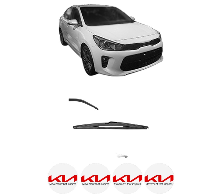 Stergator lamela spate KIA RIO IV Hatchback Van (YB, SC, FB) din 2017, pentru luneta auto, Valeo Silencio, din cauciuc siliconat rezistent, 4 Stickere Auto KIA