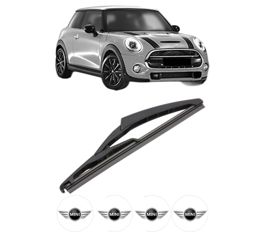 Stergator lamela spate MINI MINI (F56) din 2013 - 2017, pentru luneta auto, Valeo Silencio, din cauciuc siliconat rezistent, 4 Stickere Auto MINI