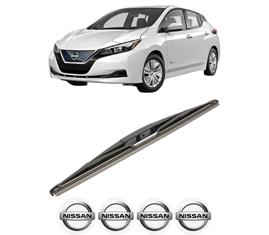 Stergator lamela spate NISSAN LEAF (ZE1) din 2017, pentru luneta auto, Valeo Silencio, din cauciuc siliconat rezistent, 4 Stickere Auto NISSAN